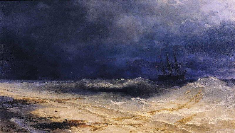 Ivan Aivazovsky Ship in a Stormy Sea off the Coast Germany oil painting art